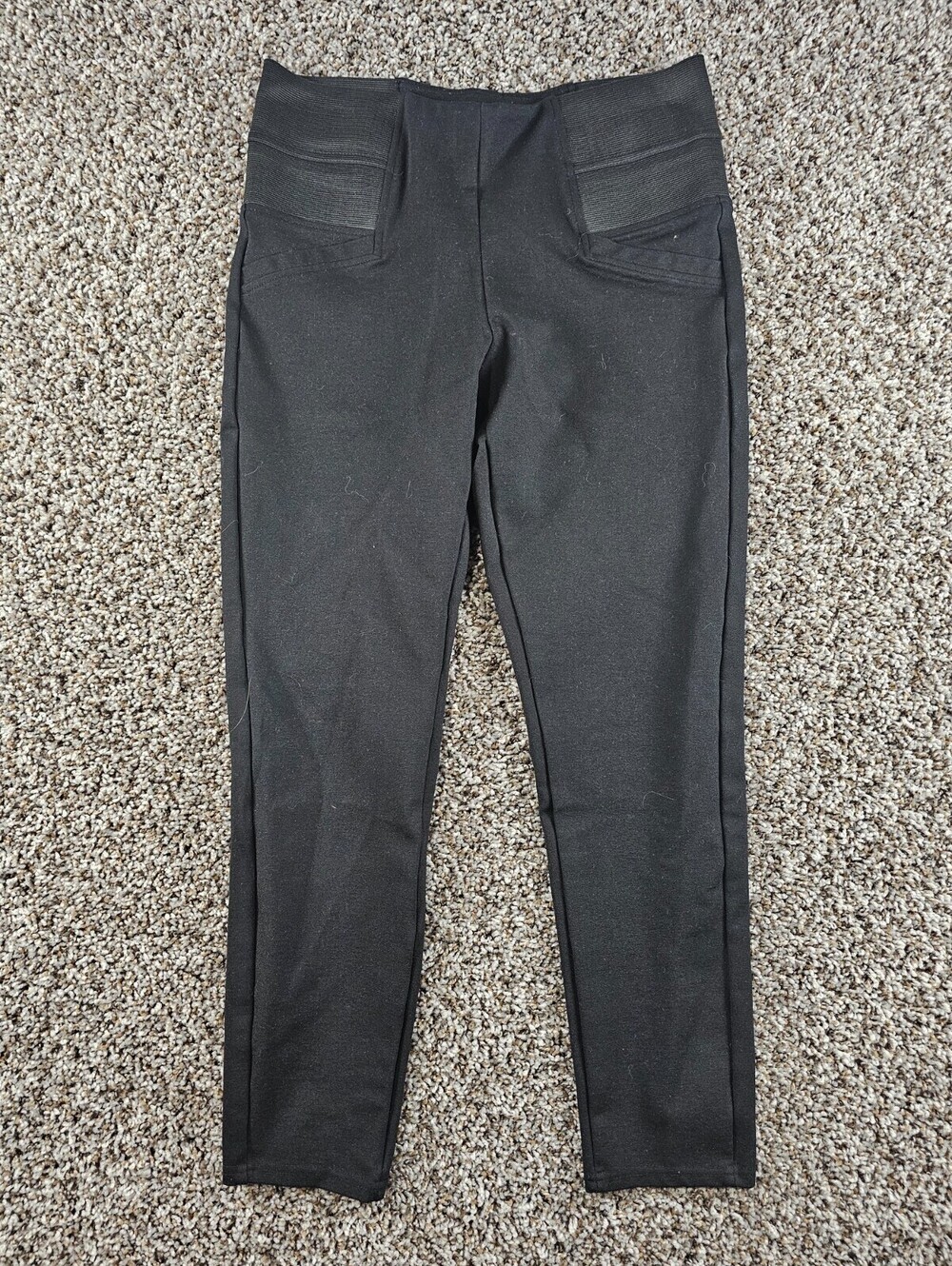Sapphire Red Womens Sz L Pull On Dress Pants Black Slim Leg Tummy Slimming